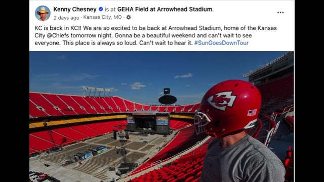 Kenny Chesney Shouts Out Kansas City Chiefs After Arrowhead Stadium Show