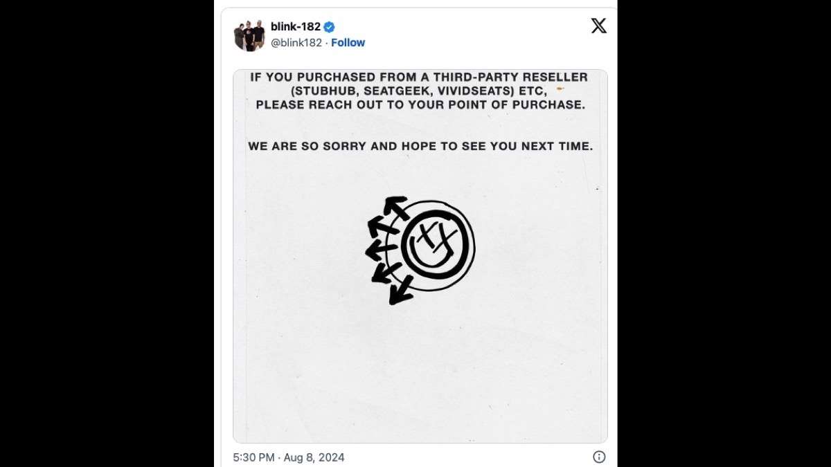 Blink-182 Cancel Two Arena Shows Due To Illness