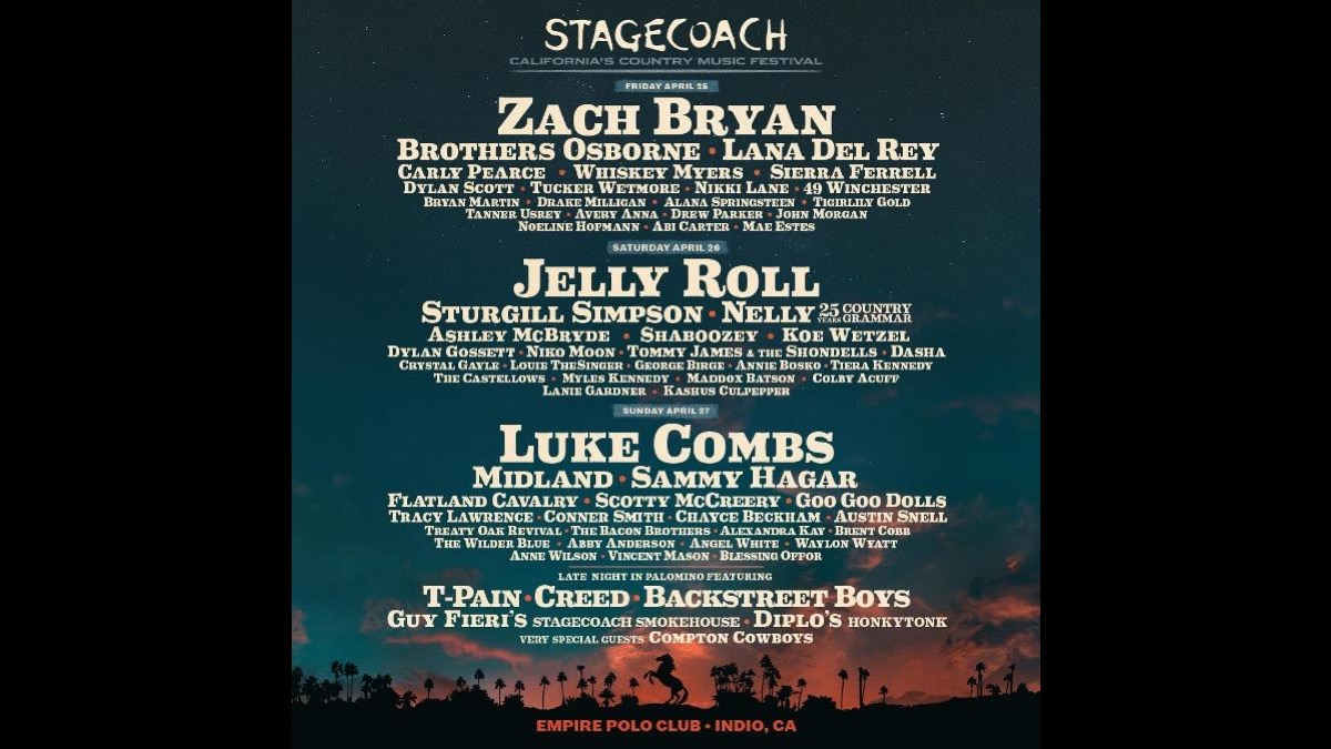 Zach Bryan, Jelly Roll, and Luke Combs Lead Stagecoach Festival Lineup