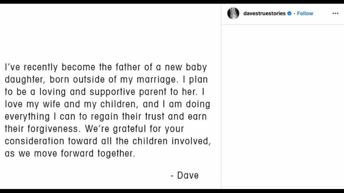 Dave Grohl Reveals He Has New Daughter, But Not With His Wife