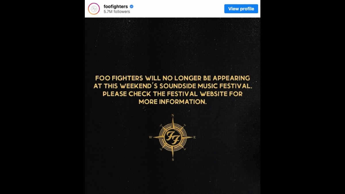 Foo Fighters Pull Out Of Soundside Music Festival