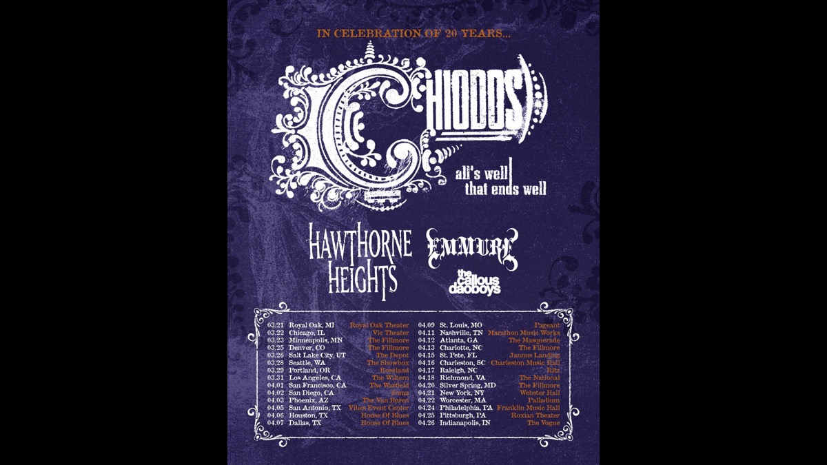 Chiodos Continuing Reunion With Spring Tour Featuring Hawthorn Heights, Emmure