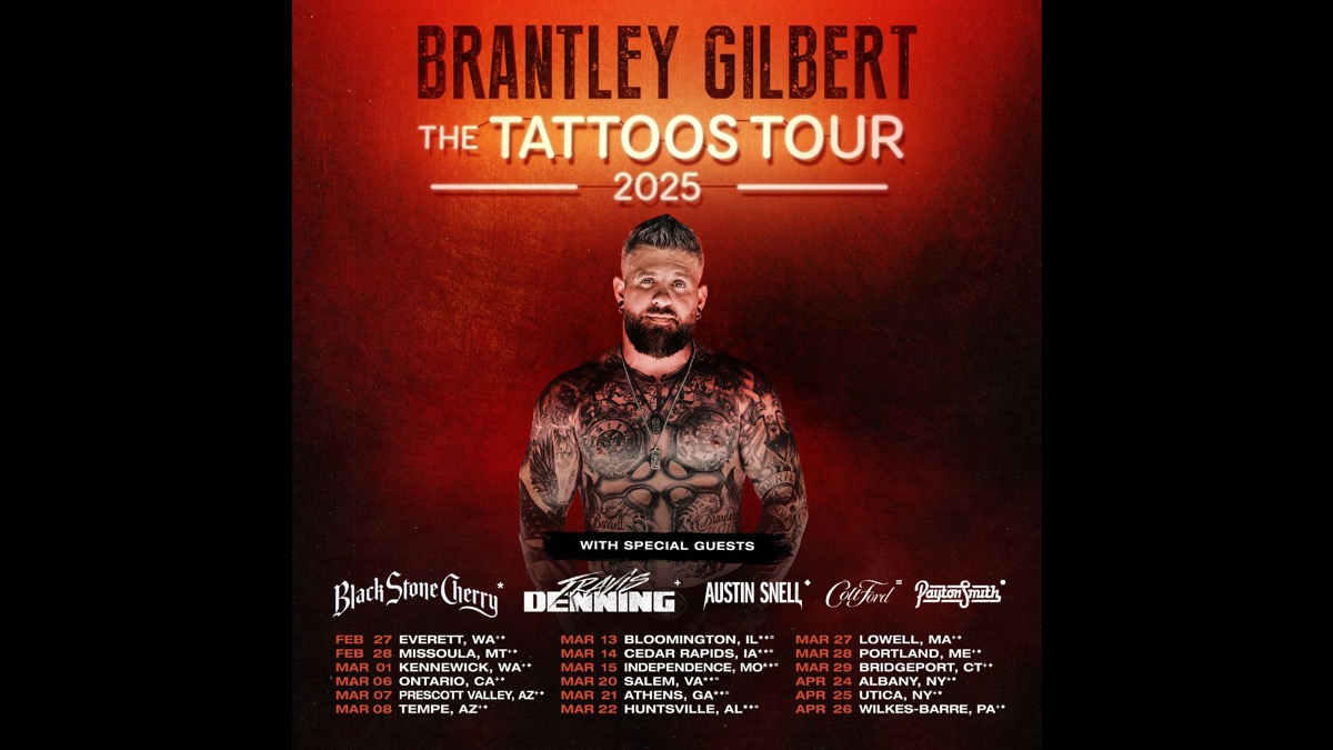 Brantley Gilbert Announces The Tattoos Tour 2025