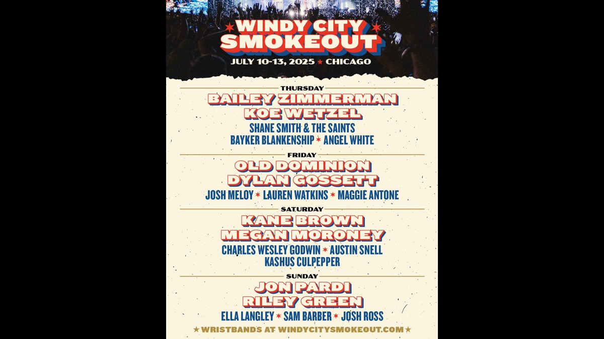 Kane Brown, Bailey Zimmerman, Jon PardiLead Windy City Smokeout Lineup