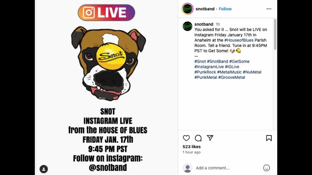 Snot To Livestream Reunion Show With Mystery Singer