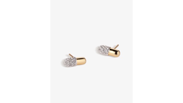 V Coterie Pill Pave Stud Earrings